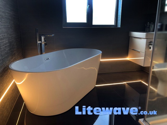 LED Strip set into Bathroom Wall - Dotless Warm White